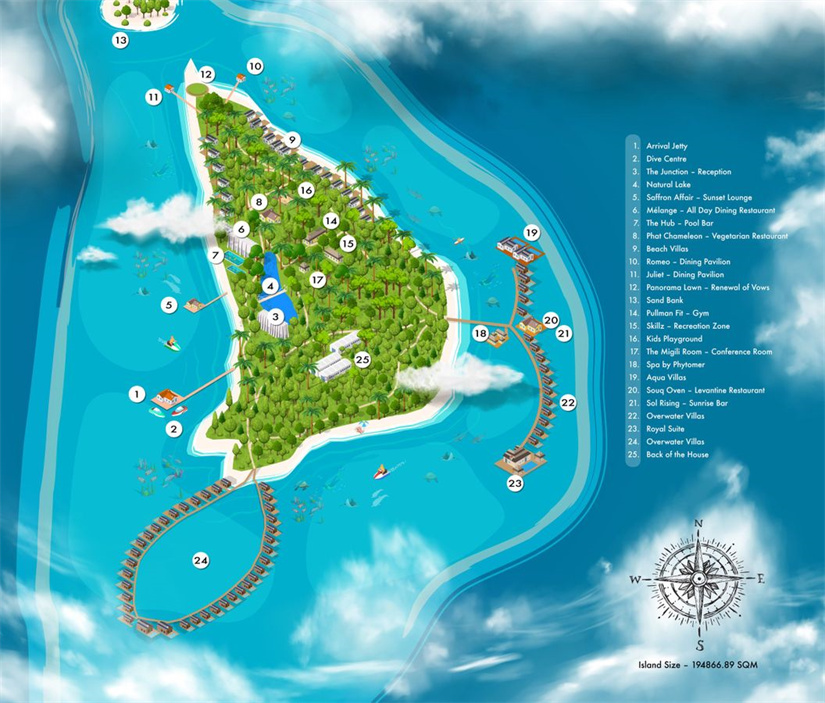 map of Pullman Maldives Maamutaa Resort